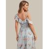 image:imageEverPretty Womens Chiffon Bridesmaid Dress V Neck Short Sleeves Ruffle ALine Floor Length Formal Wedding Guest Dress 02709Amber Bloom