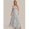 image:imageEverPretty Womens Chiffon Bridesmaid Dress V Neck Short Sleeves Ruffle ALine Floor Length Formal Wedding Guest Dress 02709Amber Bloom