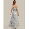 image:imageEverPretty Womens Chiffon Bridesmaid Dress V Neck Short Sleeves Ruffle ALine Floor Length Formal Wedding Guest Dress 02709Amber Bloom