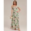 image:imageEverPretty Womens Chiffon Bridesmaid Dress V Neck Short Sleeves Ruffle ALine Floor Length Formal Wedding Guest Dress 02709Light Green Floral