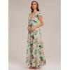 image:imageEverPretty Womens Chiffon Bridesmaid Dress V Neck Short Sleeves Ruffle ALine Floor Length Formal Wedding Guest Dress 02709Light Green Floral