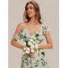 image:imageEverPretty Womens Chiffon Bridesmaid Dress V Neck Short Sleeves Ruffle ALine Floor Length Formal Wedding Guest Dress 02709Light Green Floral