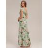 image:imageEverPretty Womens Chiffon Bridesmaid Dress V Neck Short Sleeves Ruffle ALine Floor Length Formal Wedding Guest Dress 02709Light Green Floral