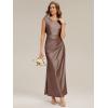 image:imageEverPretty Womens Round Neck Sleeveless Summer Formal Dresses Satin Floor Length ALine Bridesmaid Dress 02727Brown