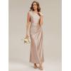 image:imageEverPretty Womens Round Neck Sleeveless Summer Formal Dresses Satin Floor Length ALine Bridesmaid Dress 02727Champagne
