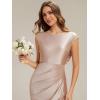 image:imageEverPretty Womens Round Neck Sleeveless Summer Formal Dresses Satin Floor Length ALine Bridesmaid Dress 02727Champagne