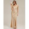 image:imageEverPretty Womens Square Neck Sleeveless Wedding Guest Dress Satin Floor Length Sheath Bridesmaid Dresses 02720Champagne
