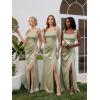 image:imageEverPretty Womens Square Neck Sleeveless Wedding Guest Dress Satin Floor Length Sheath Bridesmaid Dresses 02720Sage Green