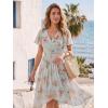 image:imageEverPretty Womens VNeck Short Sleeves Summer Wedding Guest Dress Chiffon HighLow ALine Cocktail Dresses 02762Amber Bloom