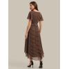 image:imageEverPretty Womens VNeck Short Sleeves Summer Wedding Guest Dress Chiffon HighLow ALine Cocktail Dresses 02762Brown Polka Dots