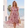 image:imageEverPretty Womens VNeck Short Sleeves Summer Wedding Guest Dress Chiffon HighLow ALine Cocktail Dresses 02762Light Purple Print