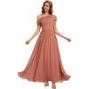 image:imageEverPretty Womens Asymmetrical Sleeveless Summer Bridesmaid Dresses Chiffon Floor Length ALine Formal Dress 02706Coral Pink