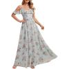 image:imageEverPretty Womens Chiffon Bridesmaid Dress V Neck Short Sleeves Ruffle ALine Floor Length Formal Wedding Guest Dress 02709Amber Bloom