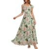 image:imageEverPretty Womens Chiffon Bridesmaid Dress V Neck Short Sleeves Ruffle ALine Floor Length Formal Wedding Guest Dress 02709Light Green Floral