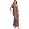 image:imageEverPretty Womens Round Neck Sleeveless Summer Formal Dresses Satin Floor Length ALine Bridesmaid Dress 02727Brown