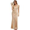 image:imageEverPretty Womens Square Neck Sleeveless Wedding Guest Dress Satin Floor Length Sheath Bridesmaid Dresses 02720Champagne