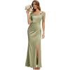 image:imageEverPretty Womens Square Neck Sleeveless Wedding Guest Dress Satin Floor Length Sheath Bridesmaid Dresses 02720Sage Green