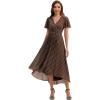 image:imageEverPretty Womens VNeck Short Sleeves Summer Wedding Guest Dress Chiffon HighLow ALine Cocktail Dresses 02762Brown Polka Dots