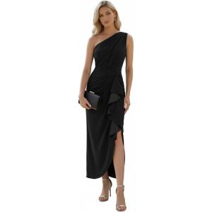 image:imageEverPretty Womens Asymmetrical Sleeveless Formal Dresses Knit Floor Length Bodycon Wedding Guest Dress 02669Black