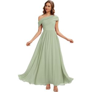 image:imageEverPretty Womens Asymmetrical Sleeveless Summer Bridesmaid Dresses Chiffon Floor Length ALine Formal Dress 02706Mint Green