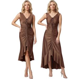 image:imageEverPretty Womens Summer Convertible Sleeveless Casual Dress Stretchy Maxi Formal Wedding Guest Party Cocktail DressesBrown