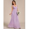 image:imageEverPretty Womens Bridesmaid Dress VNeck Sleeveless A Line Chiffon Floor Length Formal Dress 09016Frosted Lilac
