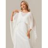 image:imageEverPretty Womens Crew Neck Cape Sleeves Wedding Dress Chiffon Floor Length Sheath Gown for Bride 02700White