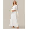 image:imageEverPretty Womens Crew Neck Cape Sleeves Wedding Dress Chiffon Floor Length Sheath Gown for Bride 02700White