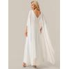 image:imageEverPretty Womens Crew Neck Cape Sleeves Wedding Dress Chiffon Floor Length Sheath Gown for Bride 02700White