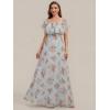 image:imageEverPretty Womens Elegant Off The Shoulder Side Split Flowy Chiffon Maxi Bridesmaid Dress Formal Wedding Guest Dresses 0968Amber Bloom