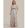 image:imageEverPretty Womens Elegant Off The Shoulder Side Split Flowy Chiffon Maxi Bridesmaid Dress Formal Wedding Guest Dresses 0968Amber Bloom