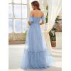 image:imageEverPretty Womens Formal Dress Sweetheart OffShoulder Ruched Tulle Maxi Bridesmaid Dresses 50126Ice Blue