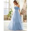 image:imageEverPretty Womens Formal Dress Sweetheart OffShoulder Ruched Tulle Maxi Bridesmaid Dresses 50126Ice Blue