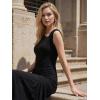 image:imageEverPretty Womens Summer High Stretch Sleeveless Semi Formal Dresses Ruffles Drawstring Maxi Cocktail Wedding Guest DressBlack