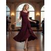image:imageEverPretty Womens Summer High Stretch Sleeveless Semi Formal Dresses Ruffles Drawstring Maxi Cocktail Wedding Guest DressBurgundy