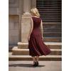 image:imageEverPretty Womens Summer High Stretch Sleeveless Semi Formal Dresses Ruffles Drawstring Maxi Cocktail Wedding Guest DressBurgundy