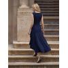 image:imageEverPretty Womens Summer High Stretch Sleeveless Semi Formal Dresses Ruffles Drawstring Maxi Cocktail Wedding Guest DressNavy Blue