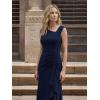 image:imageEverPretty Womens Summer High Stretch Sleeveless Semi Formal Dresses Ruffles Drawstring Maxi Cocktail Wedding Guest DressNavy Blue
