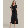 image:imageEverPretty Womens VNeck Short Sleeves Wedding Guest Dress Knit Maxi Bodycon Formal Dresses 02633Black