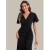 image:imageEverPretty Womens VNeck Short Sleeves Wedding Guest Dress Knit Maxi Bodycon Formal Dresses 02633Black
