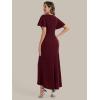 image:imageEverPretty Womens VNeck Short Sleeves Wedding Guest Dress Knit Maxi Bodycon Formal Dresses 02633Burgundy