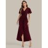 image:imageEverPretty Womens VNeck Short Sleeves Wedding Guest Dress Knit Maxi Bodycon Formal Dresses 02633Burgundy