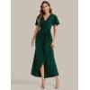 image:imageEverPretty Womens VNeck Short Sleeves Wedding Guest Dress Knit Maxi Bodycon Formal Dresses 02633Dark Green