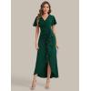 image:imageEverPretty Womens VNeck Short Sleeves Wedding Guest Dress Knit Maxi Bodycon Formal Dresses 02633Dark Green