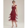 image:imageEverPretty Womens Vintage Fringed 1920s Flapper Dresses Cap Sleeve Sequin Beaded Midi Spring Formal Wedding Guest DressBurgundy