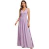 image:imageEverPretty Womens Bridesmaid Dress VNeck Sleeveless A Line Chiffon Floor Length Formal Dress 09016Frosted Lilac