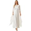 image:imageEverPretty Womens Crew Neck Cape Sleeves Wedding Dress Chiffon Floor Length Sheath Gown for Bride 02700White
