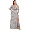 image:imageEverPretty Womens Elegant Off The Shoulder Side Split Flowy Chiffon Maxi Bridesmaid Dress Formal Wedding Guest Dresses 0968Amber Bloom