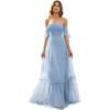 image:imageEverPretty Womens Formal Dress Sweetheart OffShoulder Ruched Tulle Maxi Bridesmaid Dresses 50126Ice Blue