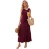 image:imageEverPretty Womens Summer High Stretch Sleeveless Semi Formal Dresses Ruffles Drawstring Maxi Cocktail Wedding Guest DressBurgundy